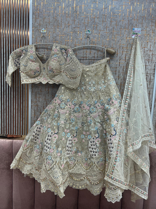 Pink viral peacock Crop top Lehenga - Shopping World