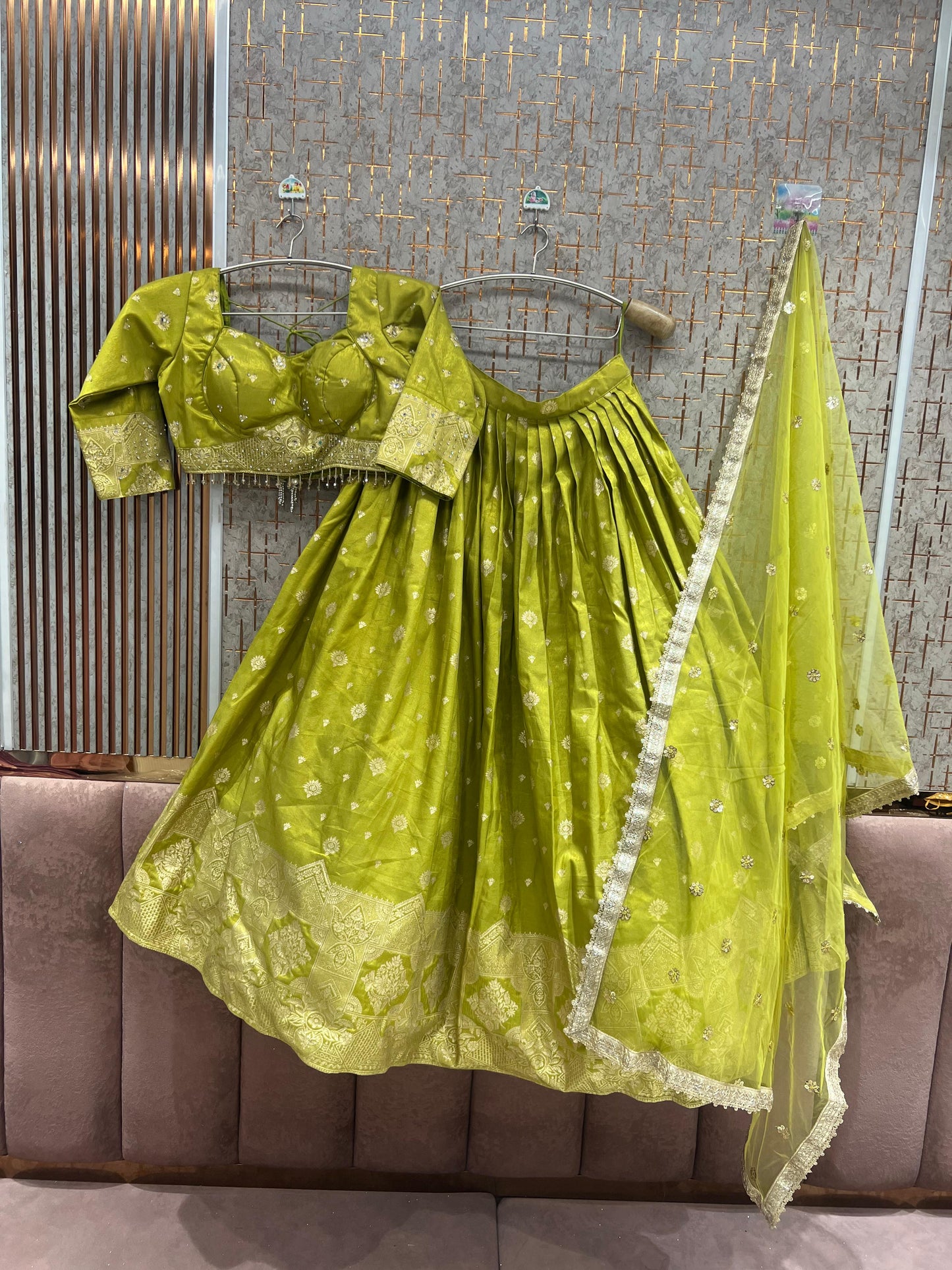 Blue Crop top Lehenga