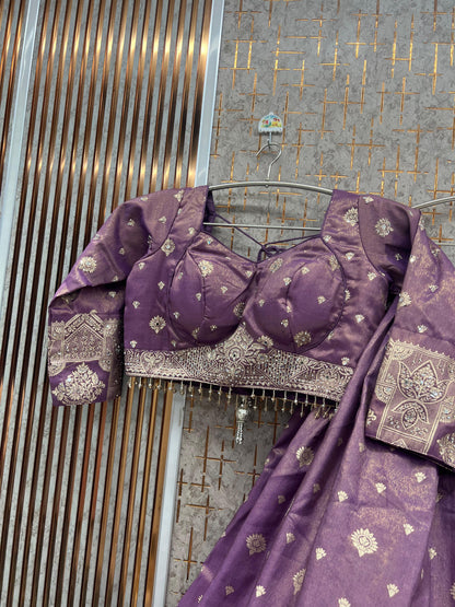 Blue Crop top Lehenga