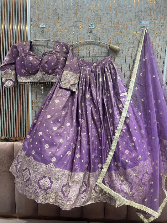 Purple Crop top Lehenga