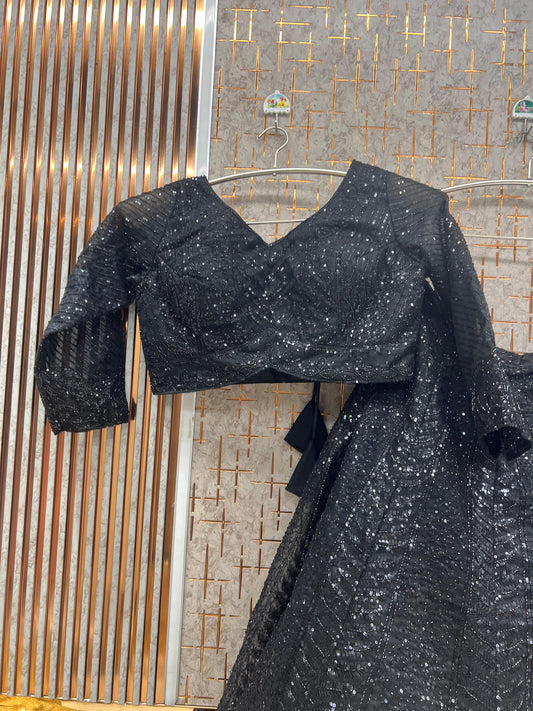 Black Crop top Lehenga - Shopping World