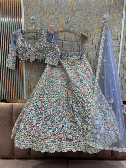 Lavender Crop top Lehenga