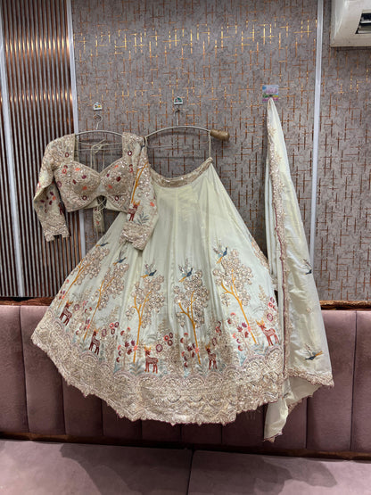 Designer pink lavender Ready to Wear crop top Lehenga