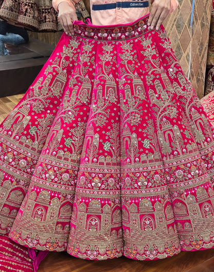 Rani pink Heavy Ball Bridal Lehenga ( Happy Customer )