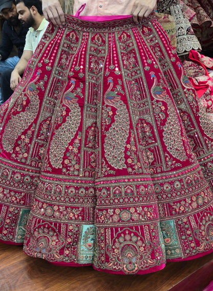 Rani pink Peacock Ball Bridal Lehenga
