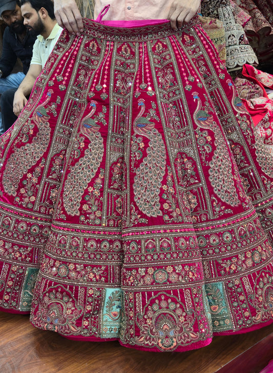 Rani pink peacock Ball Bridal Lehenga