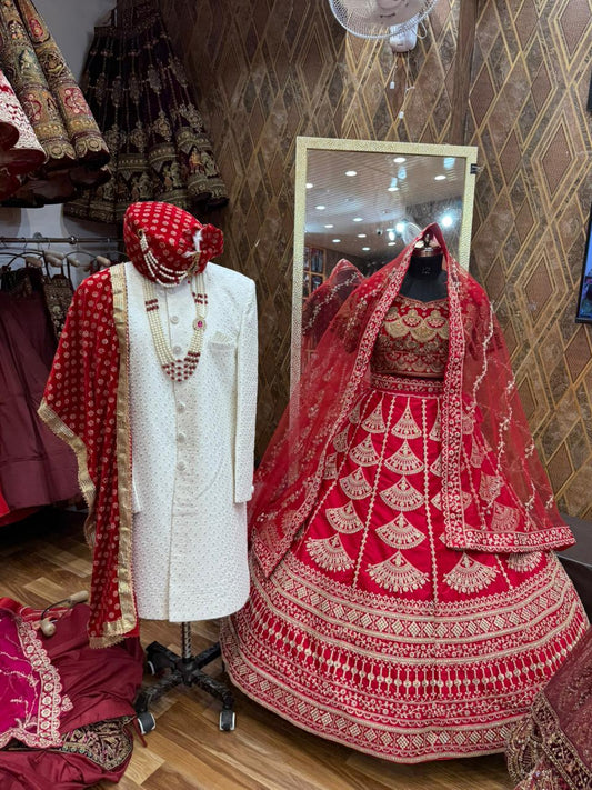 Red Heavy Bridal Lehenga