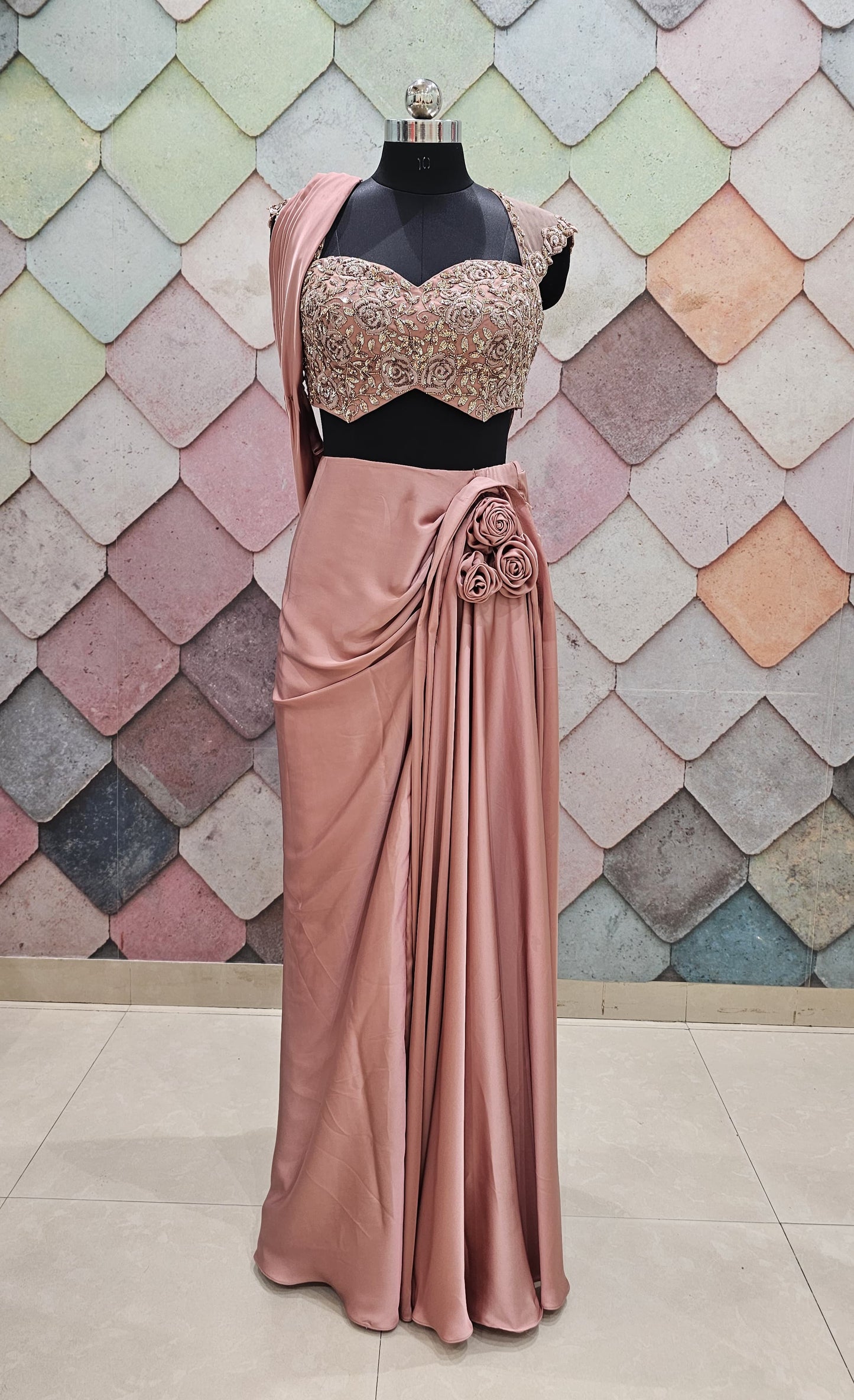 Pink drape saree dress
