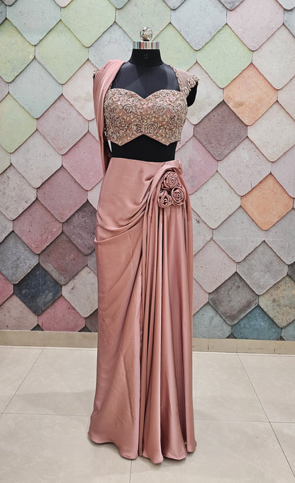 Pink drape saree dress