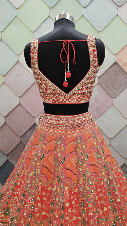 Yellow haldi mehendi Crop top Lehenga