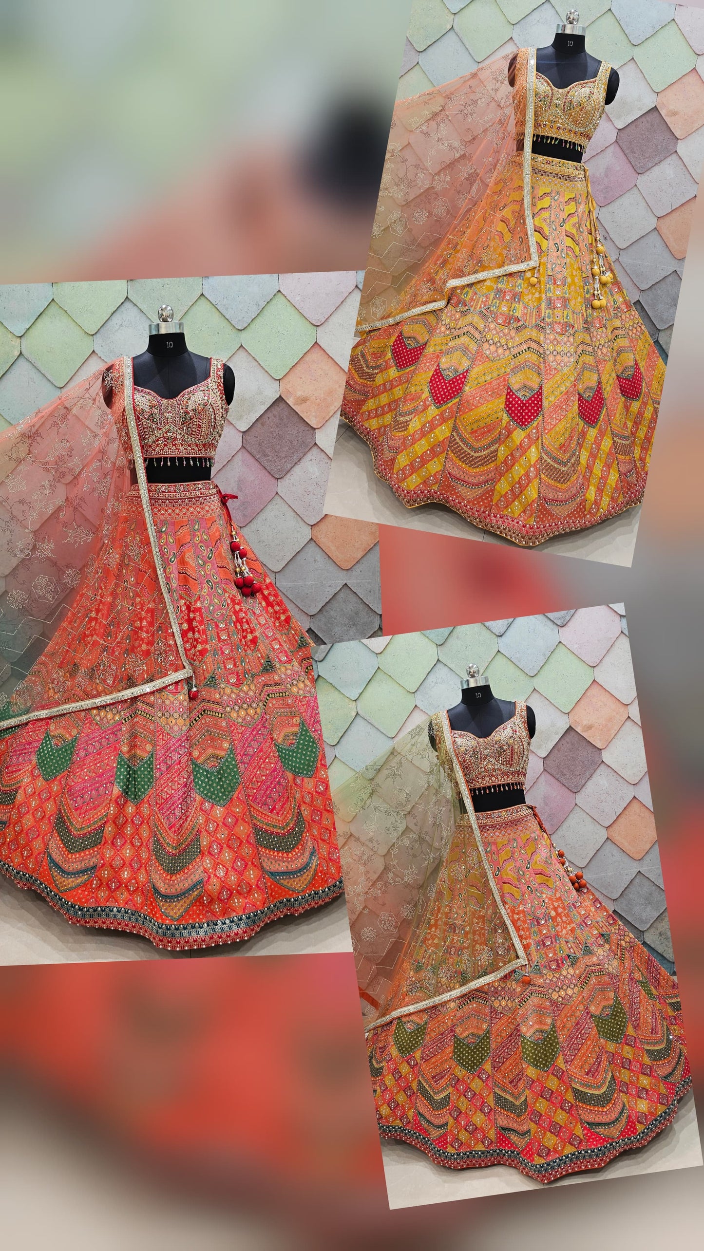 Yellow haldi mehendi Crop top Lehenga