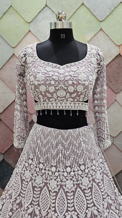 Lilac Crop top Lehenga