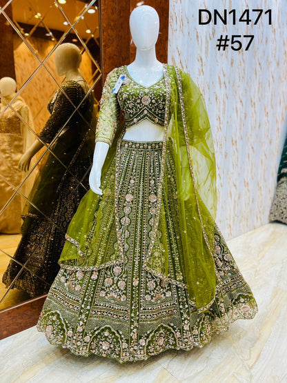 Mehendi Green Crop Top Lehenga