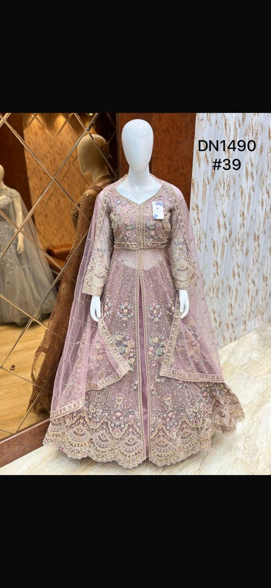 Baby Pink Peacock Farshi Garara Muslim Special Long Dress