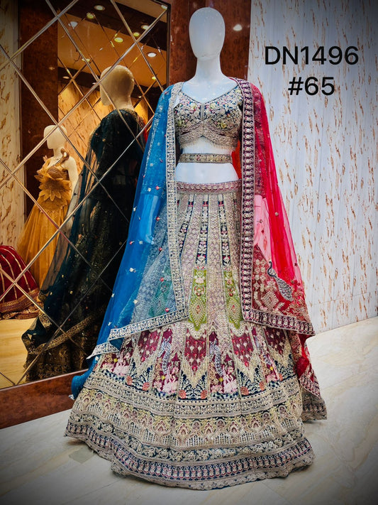 Baby Pink peacock Crop Top Lehenga