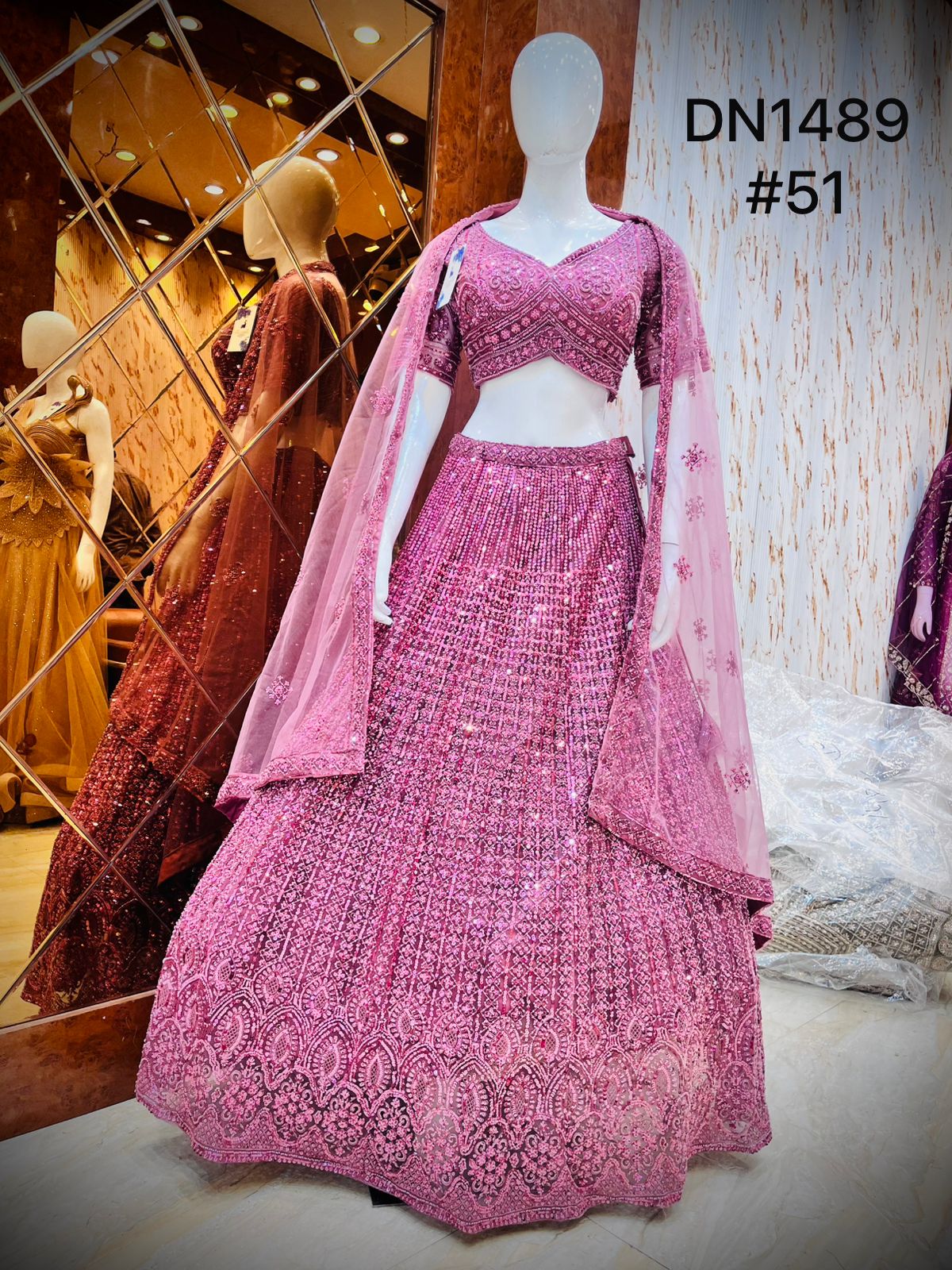 Pink Crop Top Lehenga