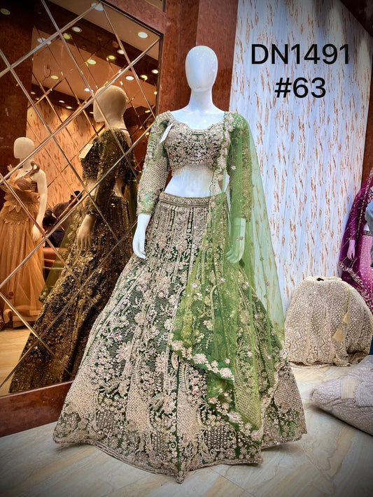 Green Crop Top Lehenga