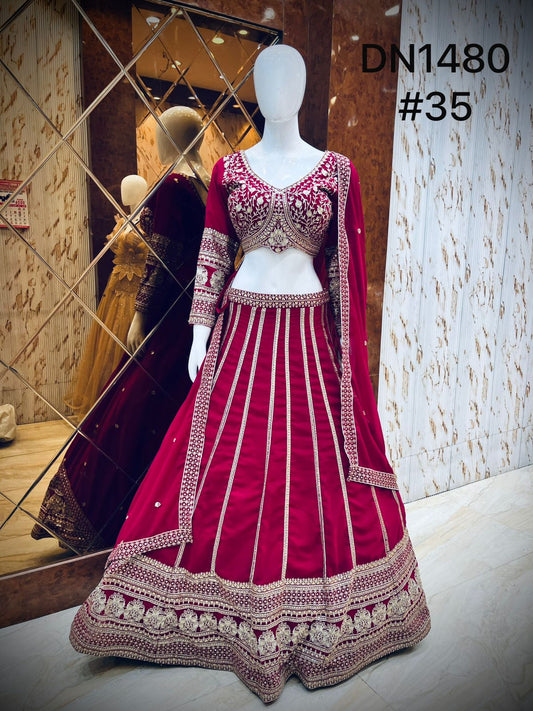 Hot pink Crop top Lehenga
