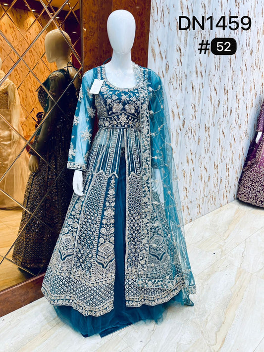 Sky Blue Farshi Garara Muslim Special Long Dress