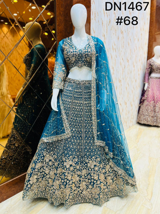Sky Blue Crop Top Lehenga
