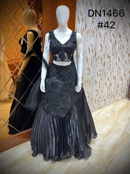 Black Crop Top Lehenga