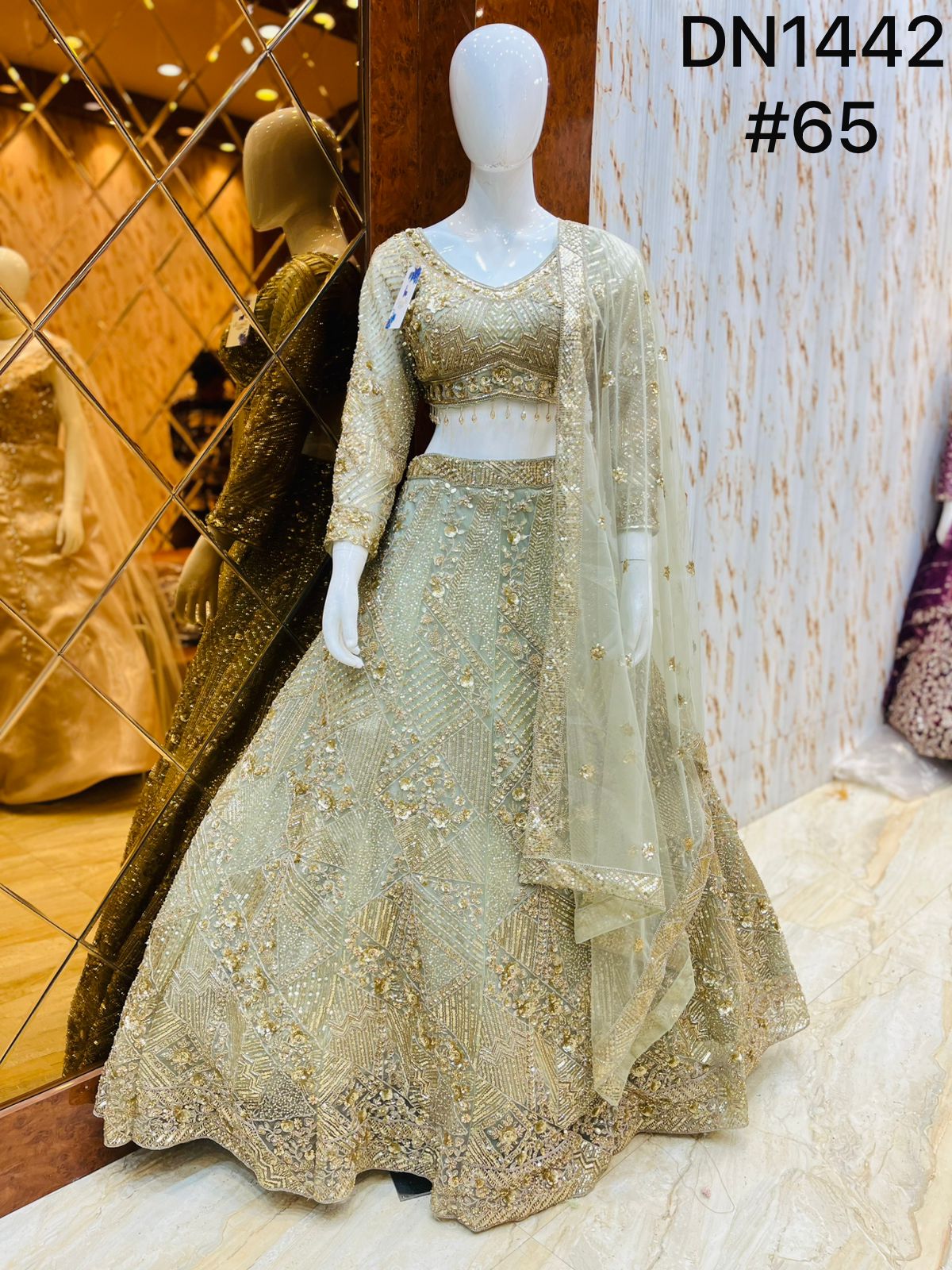 Pista Green Crop Top Lehenga - Shopping World