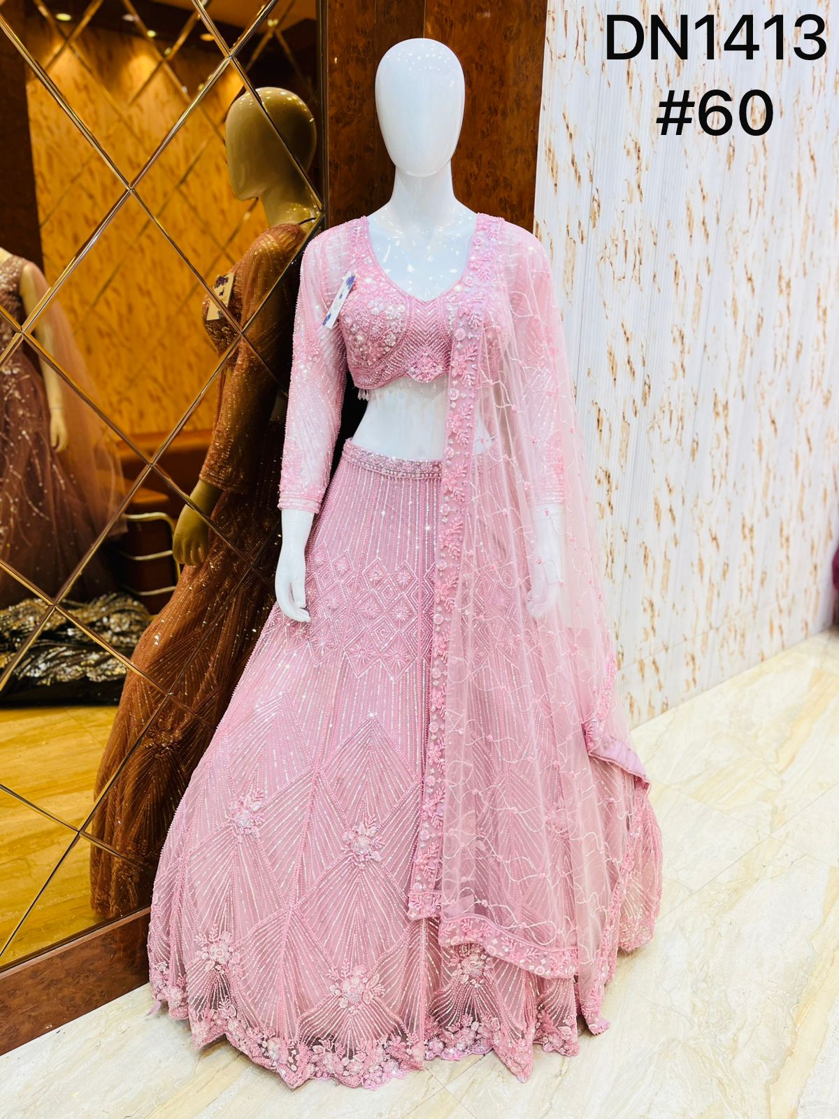 Baby Pink Crop Top Lehenga - Shopping World