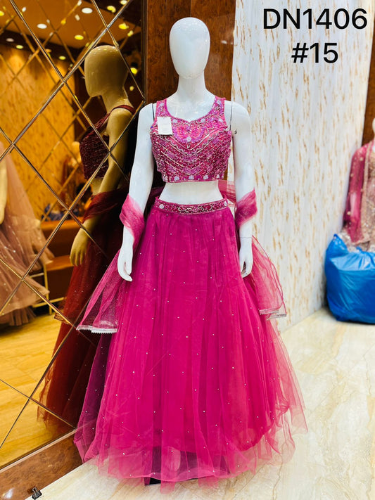 Hot Pink Crop Top Lehenga