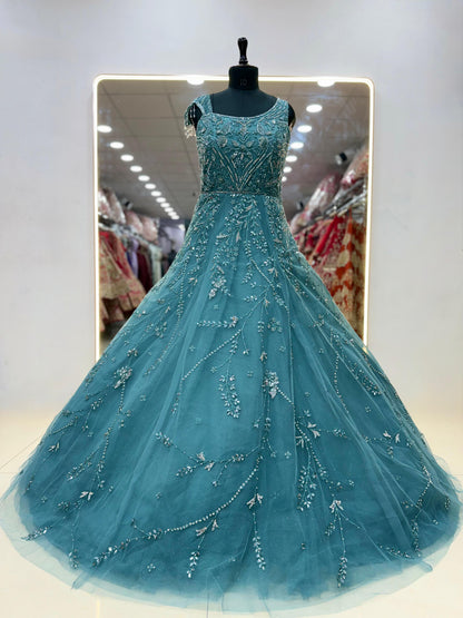 Sea green blue Net gown