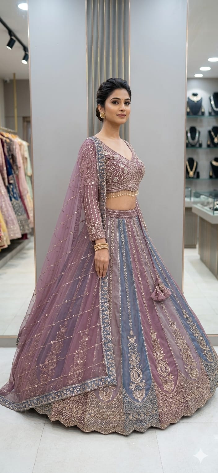 Yellow pink mustard Multicolour Crop Top Lehenga - Shopping World
