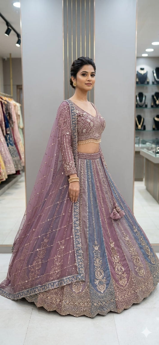 Yellow pink mustard Multicolour Crop Top Lehenga - Shopping World