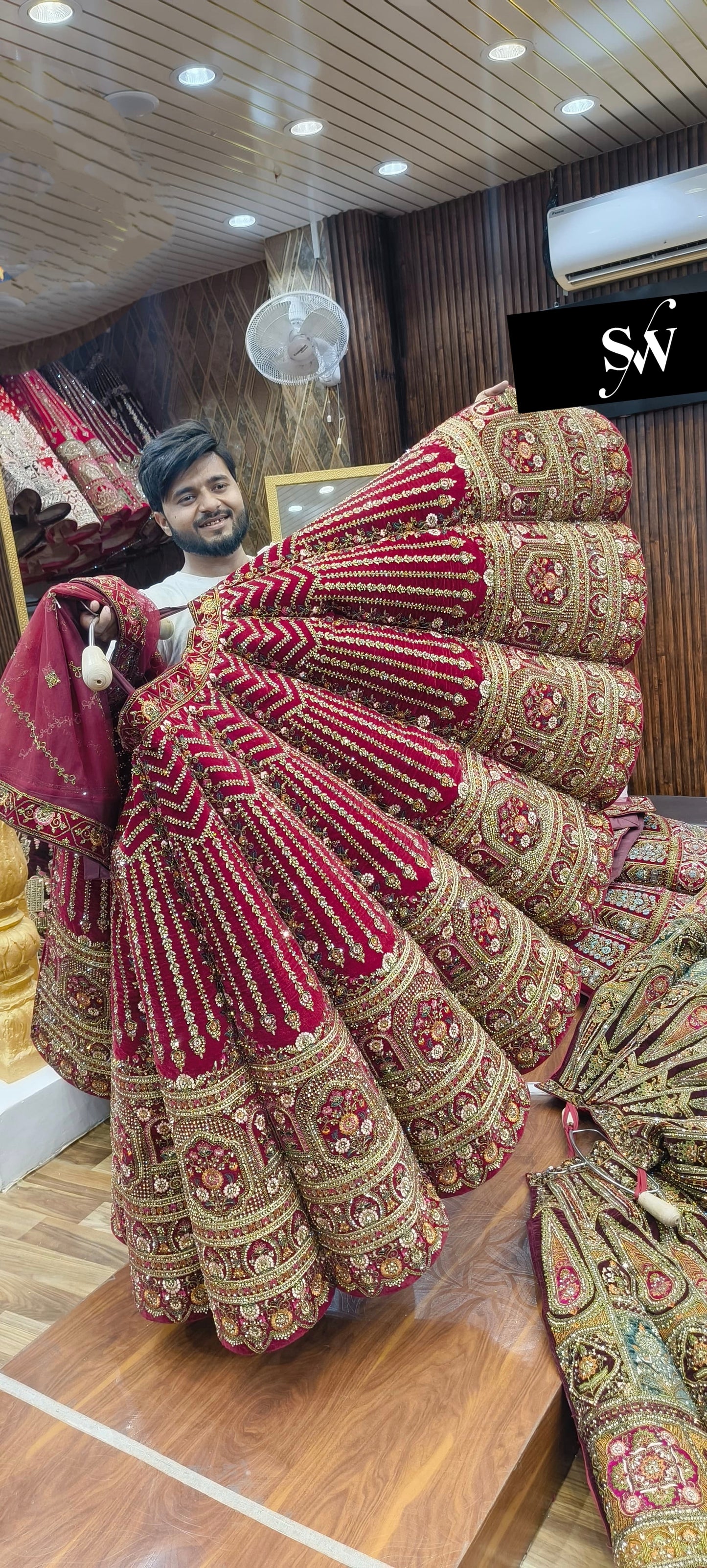 Rani pink red Ball Bridal Lehenga