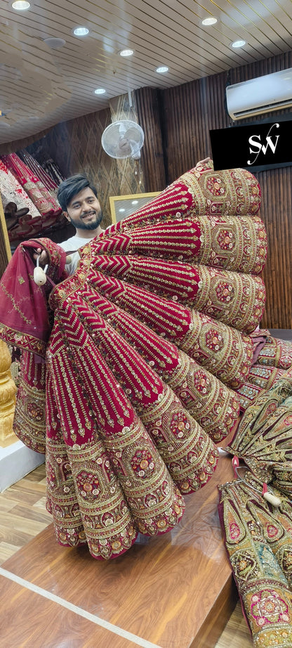 Rani pink red Ball Bridal Lehenga