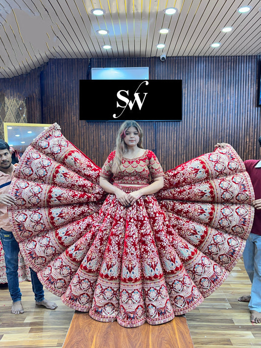 Red peacock Ball Bridal Lehenga