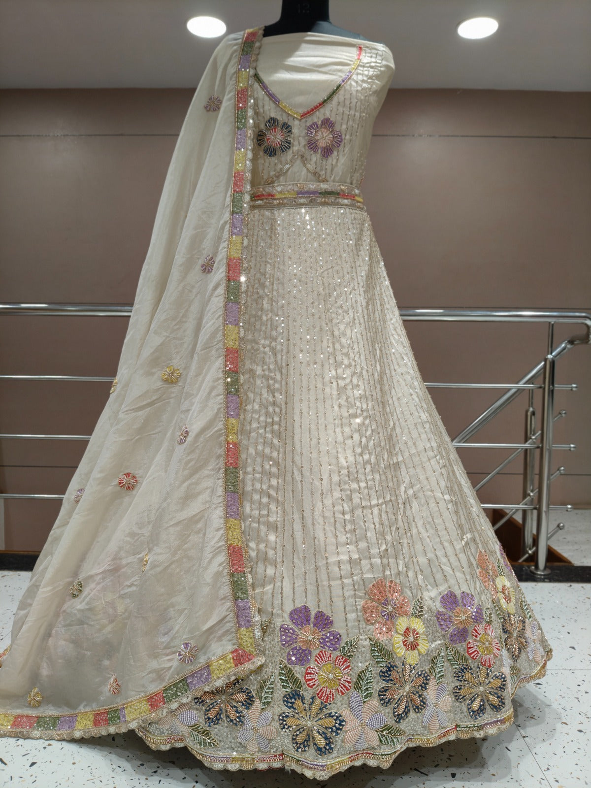 Purple White Lehenga