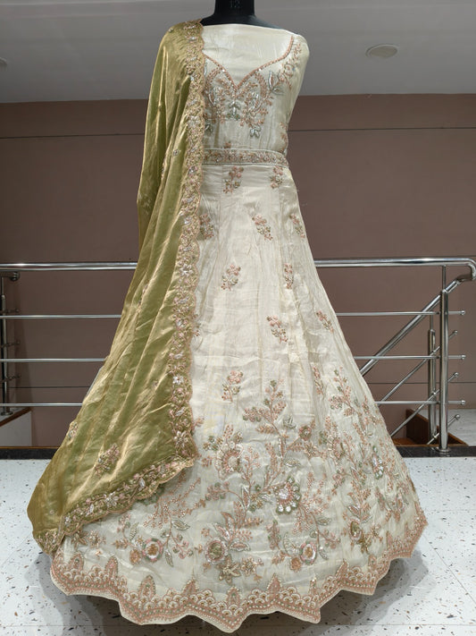 Yellow White Lehenga