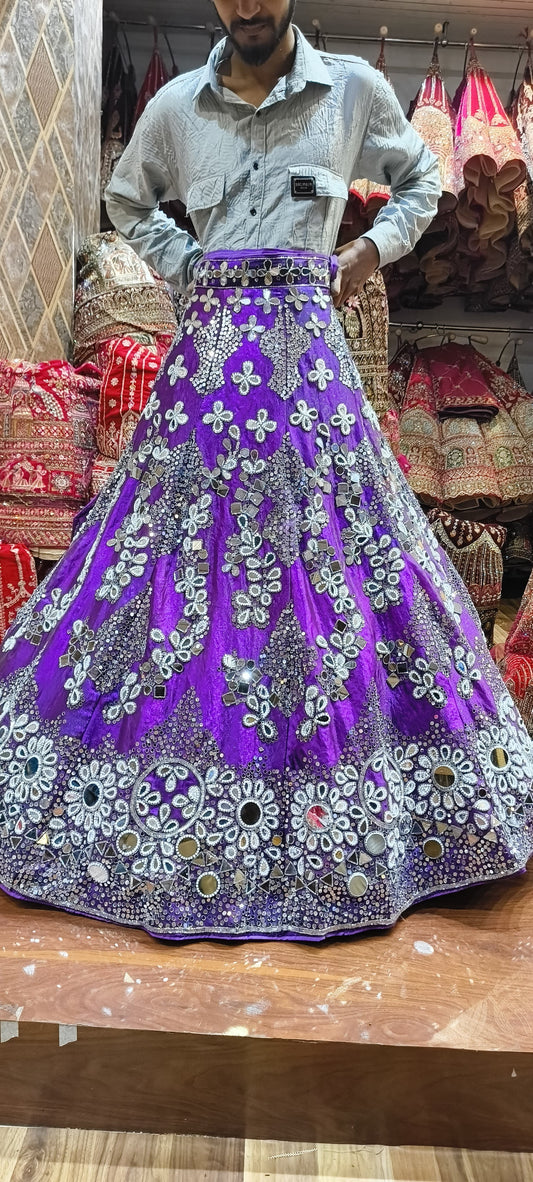 Sparkling purple Mirror Work Lehenga