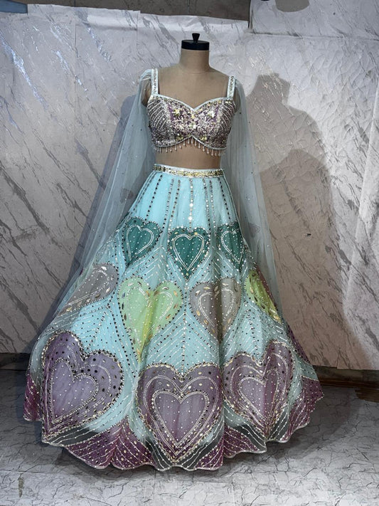 Blue Pdp crop top Lehenga