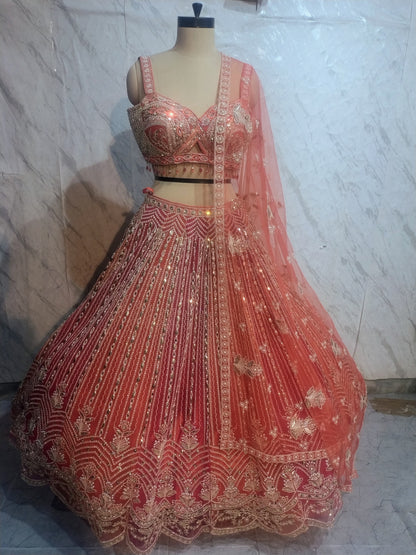 Pdp orange Crop Top Lehenga