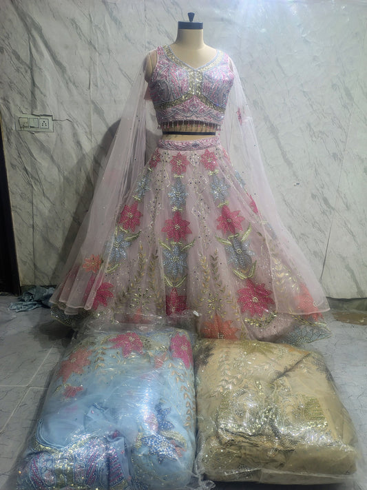 Pink Pdp crop top Lehenga