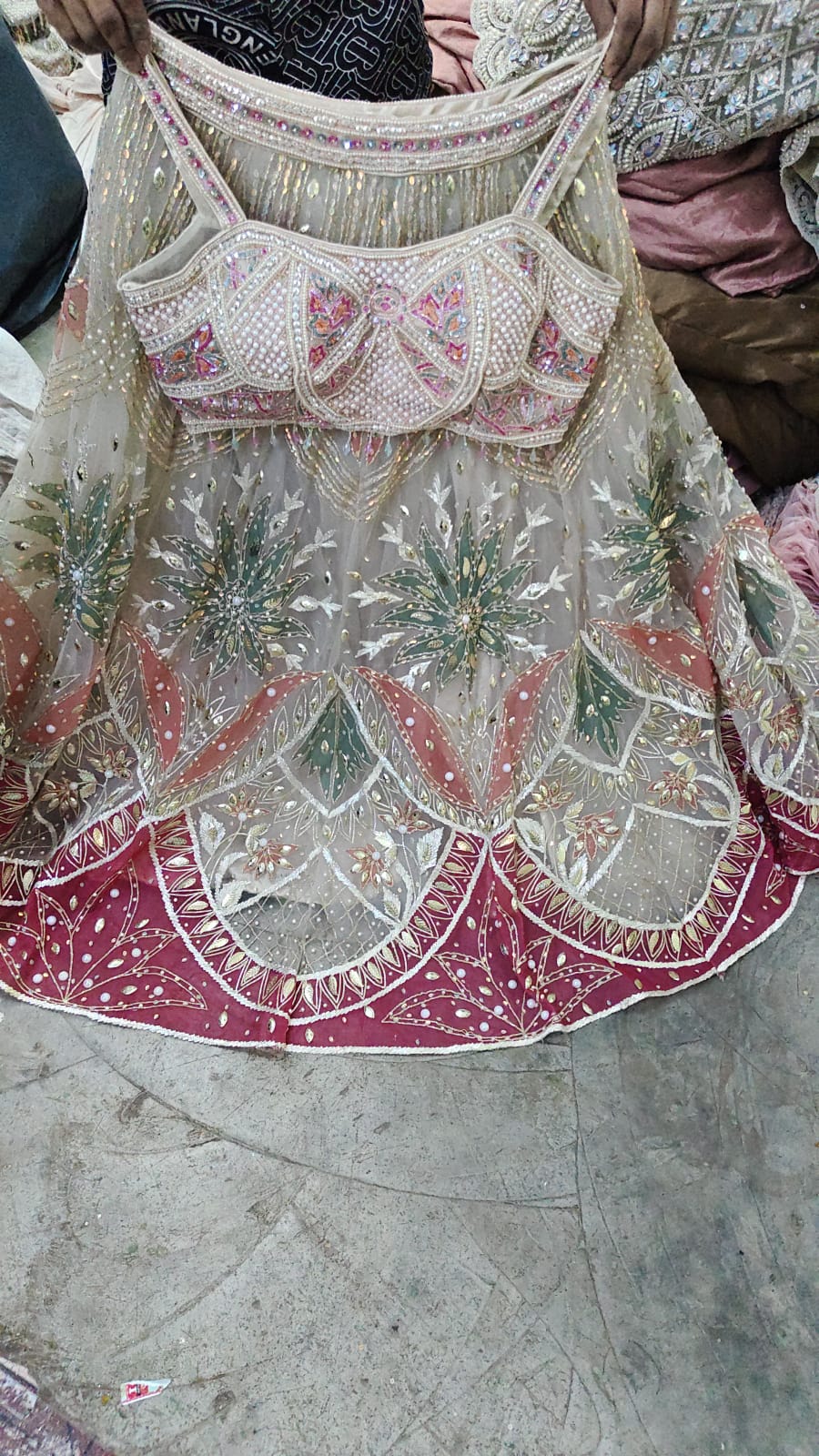 White Pdp crop top Lehenga