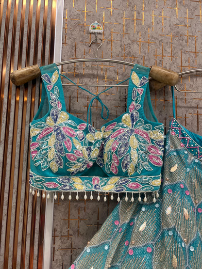 Pink Pdp crop top Lehenga
