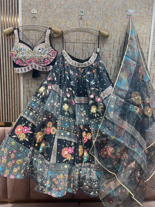 Black Pdp crop top Lehenga