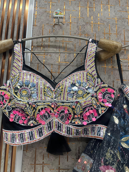 Blue Pdp crop top Lehenga