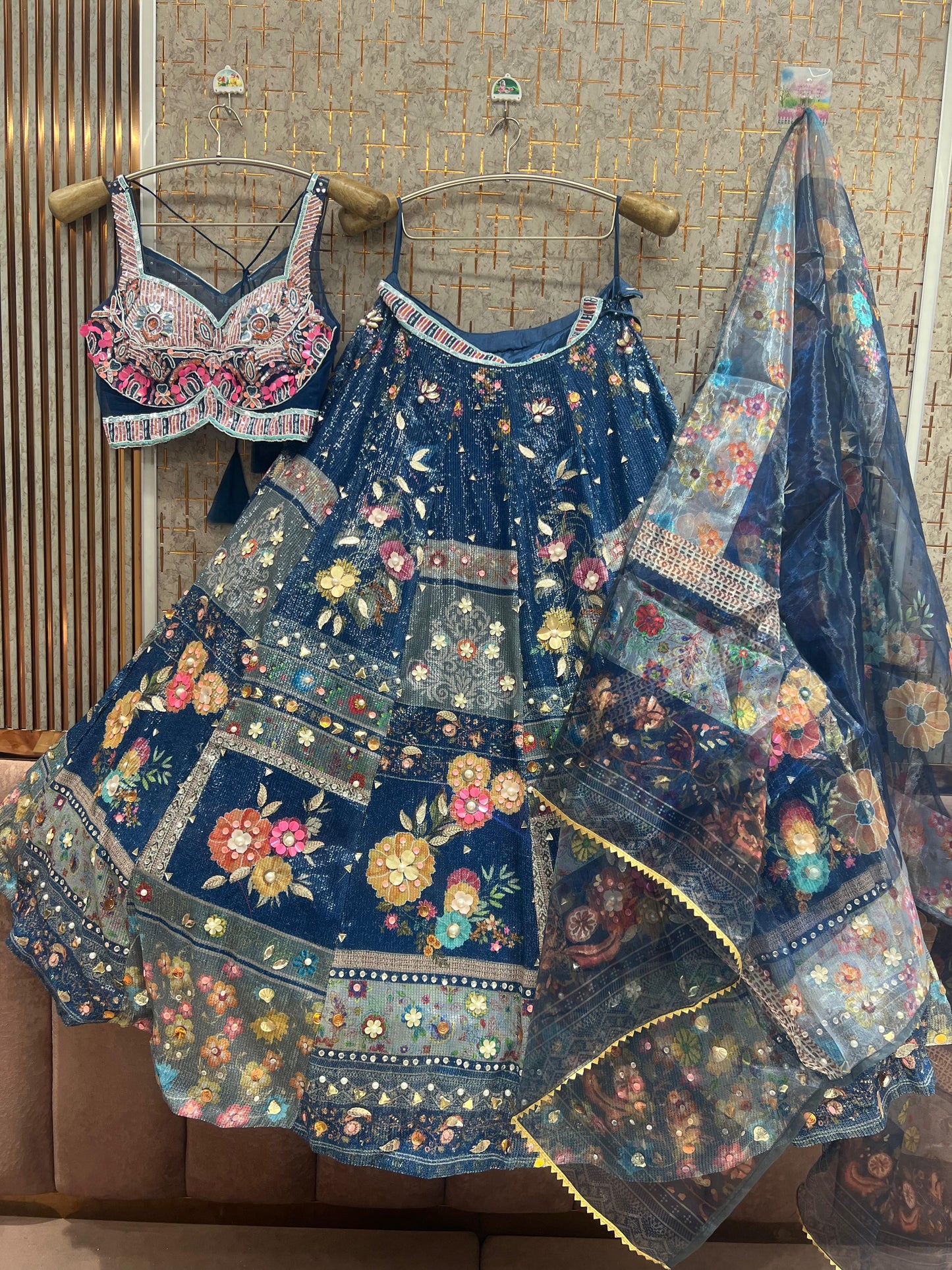 Blue Pdp crop top Lehenga