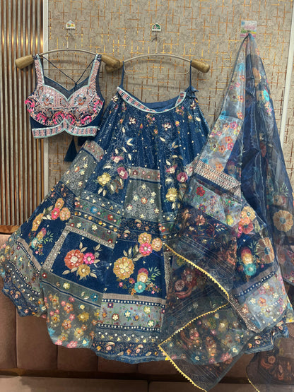 Blue Pdp crop top Lehenga