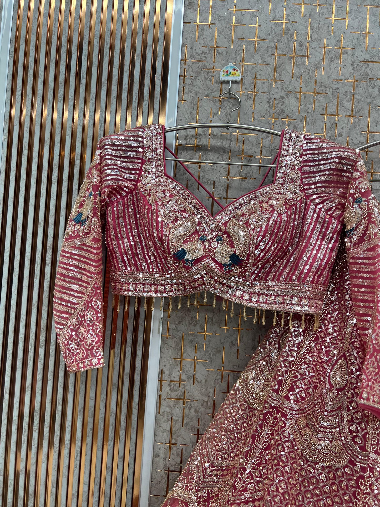 Pink Ready to Wear crop top Lehenga