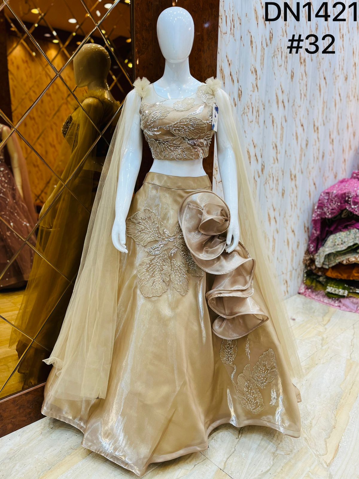 Golden Crop Top Gown