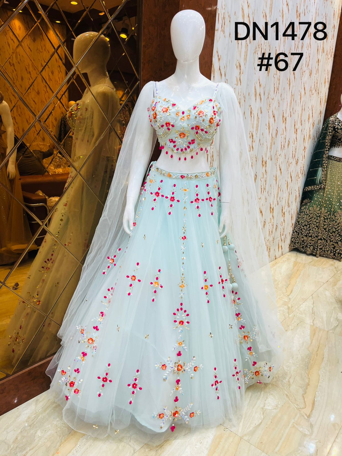 Sky Blue Pdp Crop Top Lehenga