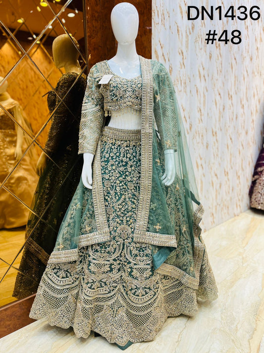 Pista Green Crop Top Lehenga